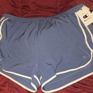 Champion Women's Athletic Shorts in Blue with White Trim